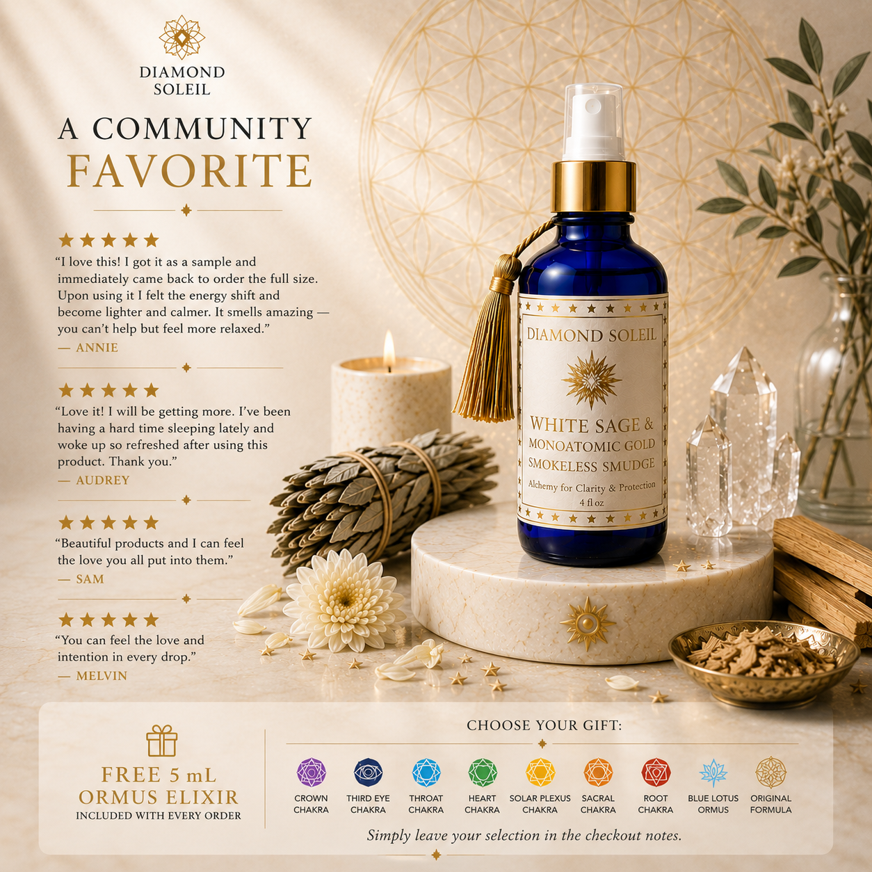 White Sage Ormus Smudge Spray