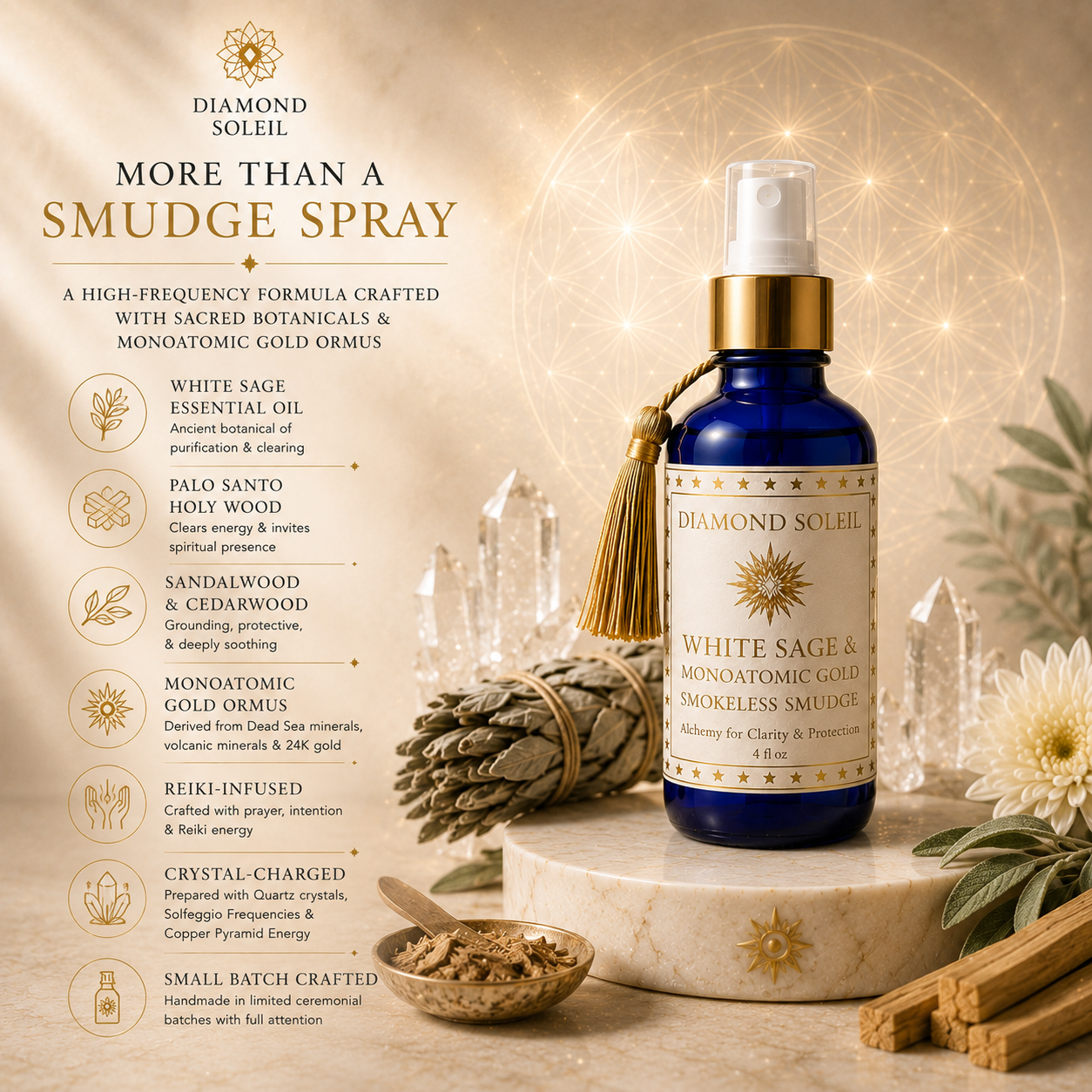 White Sage Ormus Smudge Spray